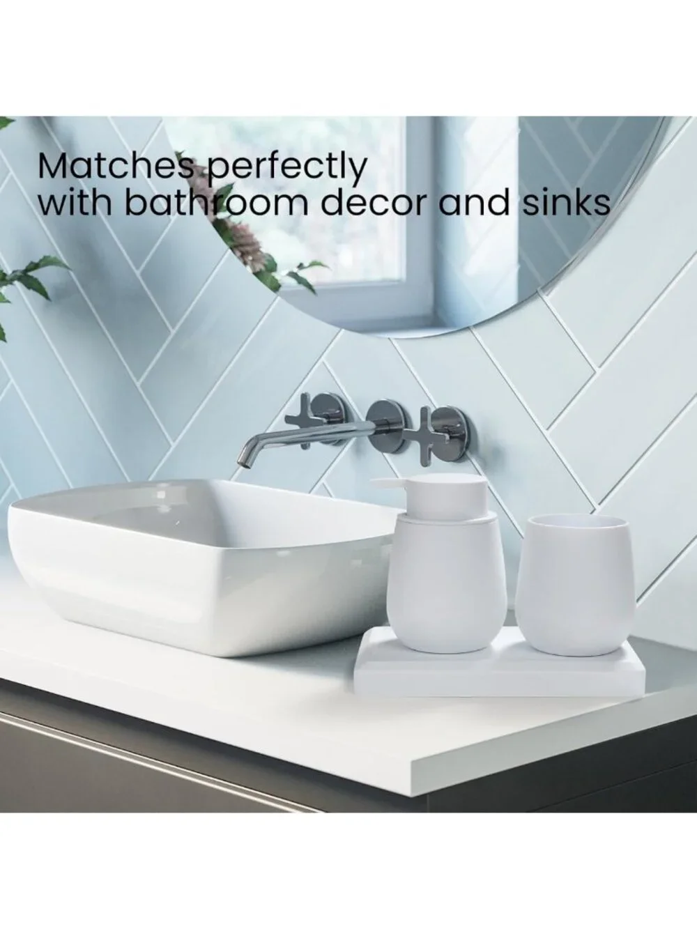 Modern 3-Piece Bathroom Accessories Set - Soap Dispenser, Toothbrush Holder